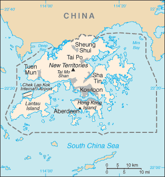 Map of Hong Kong - potentially the source of new asylum cases for the BIA to evaluate in the near future.
