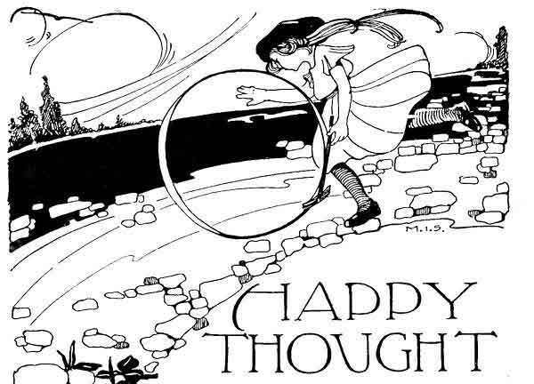 Illustration by Myrtle Sheldon for Robert Louis Stevenson's poem, "Happy Thought."