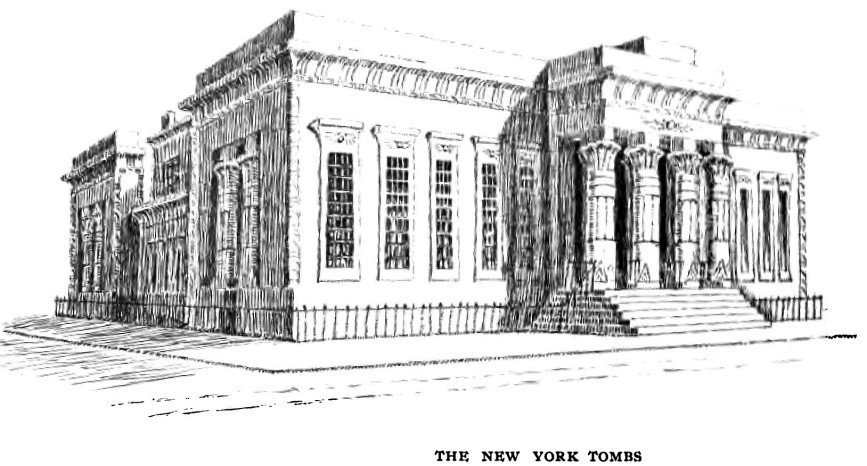 Illustration of New York Tombs from the 1896 book, "In Jail With Charles Dickens."