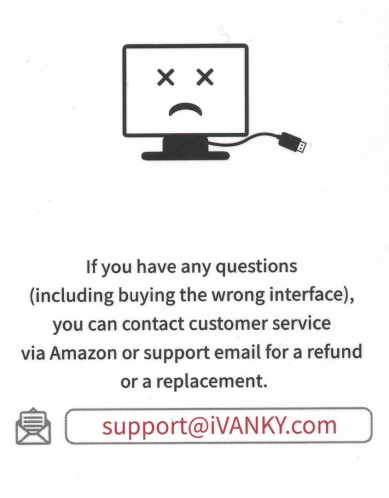Back of extended warranty card for iVANKY optical audio cable.