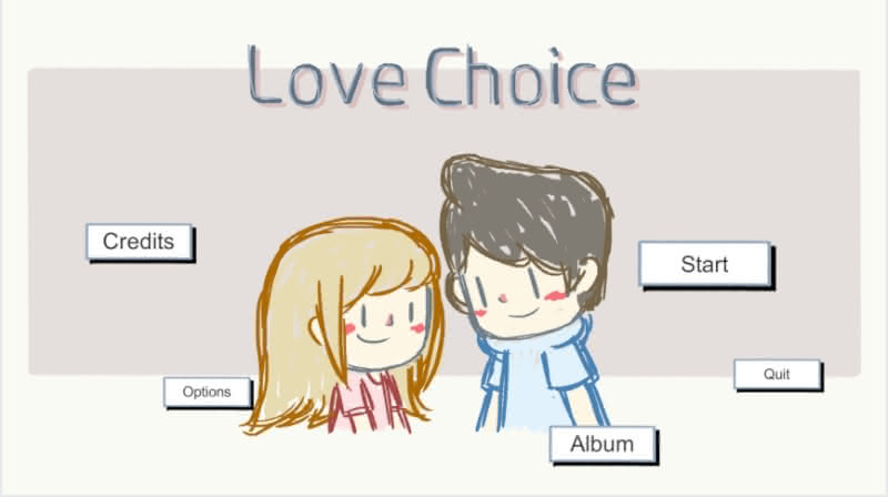 Title screen for the LoveChoice visual novel.