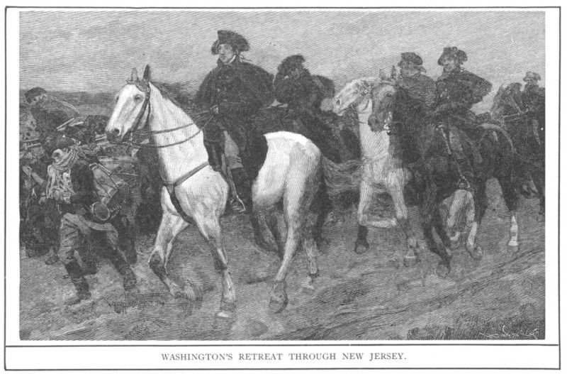 Depiction of George Washington's retreat through New Jersey from "American Leaders and Heroes" (1907) by Wilbur Gorby