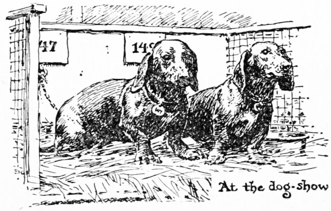 Illustration of two dachshunds from "The Story My Doggy Told Me" by Ralph Henry Barbour (1914) - illustration by John Roe