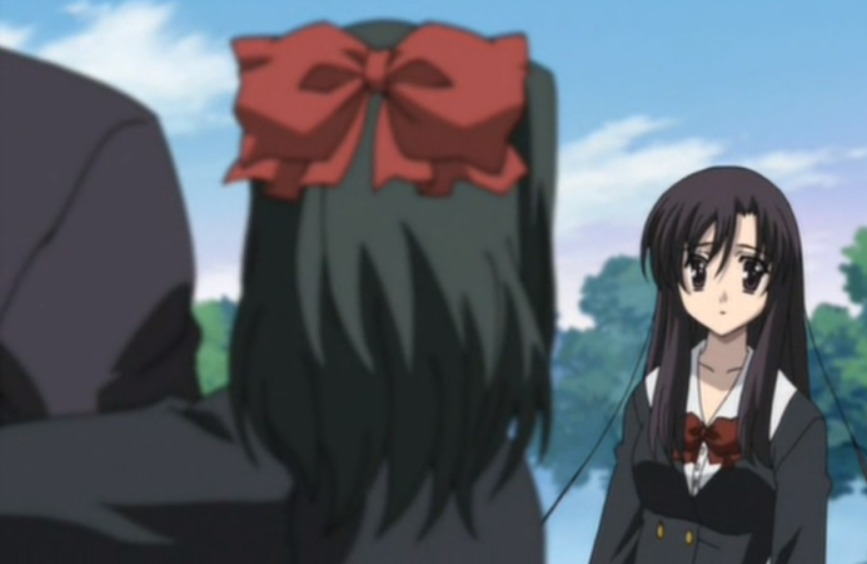 Setsuna confronts Kotohona in the School Days anime