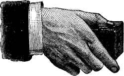 Sketch of a man's hand holding a Pocket Kodak camera (1895-1900)