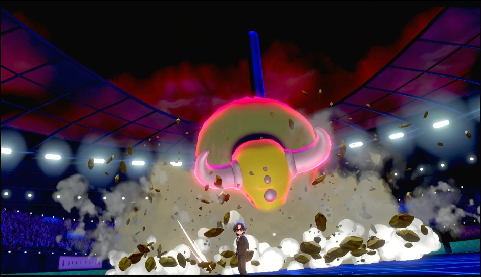 Dynamaxing a Tauros in an online Pokémon Sword and Shield battle.