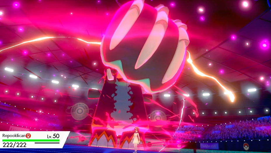 Gigantimaxing a Copperajah in an online Pokémon Sword and Shield battle.
