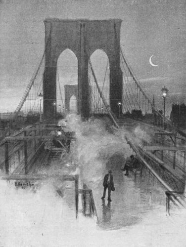 Illustration of the Brooklyn Bridge’s “Cobweb Lane” from the August 6, 1895 issue of Harper’s Round Table