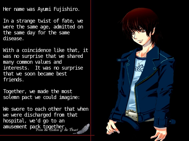 Shirou describing a promise he made years before to Ayumi Fujishiro in the From the Bottom of the Heart sound novel