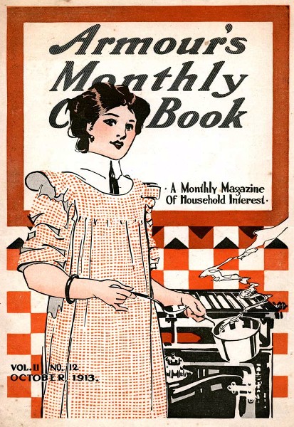 Cover of the October 1913 issue of Armour's Monthly Cookbook - this issue featured Halloween cooking and decorating tips.