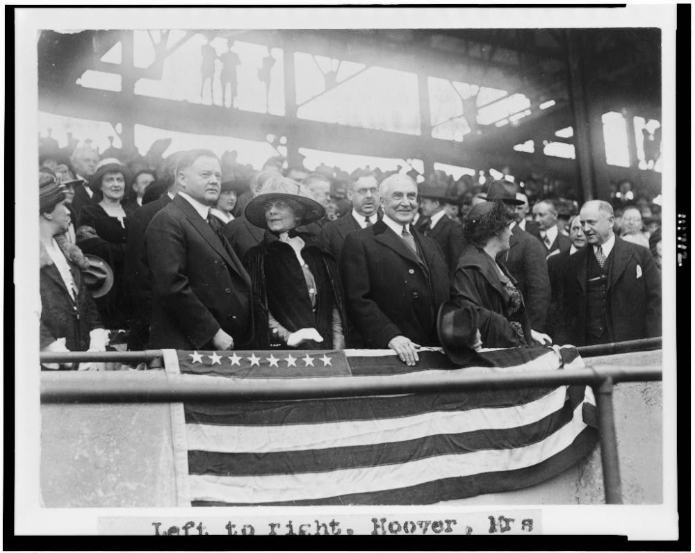 Commerce Secretary Herbert Hoover and President Warren G. Harding attending a baseball game -  retrieved from the Library of Congress website - Digital ID: (b&w film copy neg.) cph 3c11712 http://hdl.loc.gov/loc.pnp/cph.3c11712
