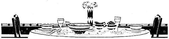 Illustration of a table setting from the October 1913 edition of Armour's Monthly Cookbook.