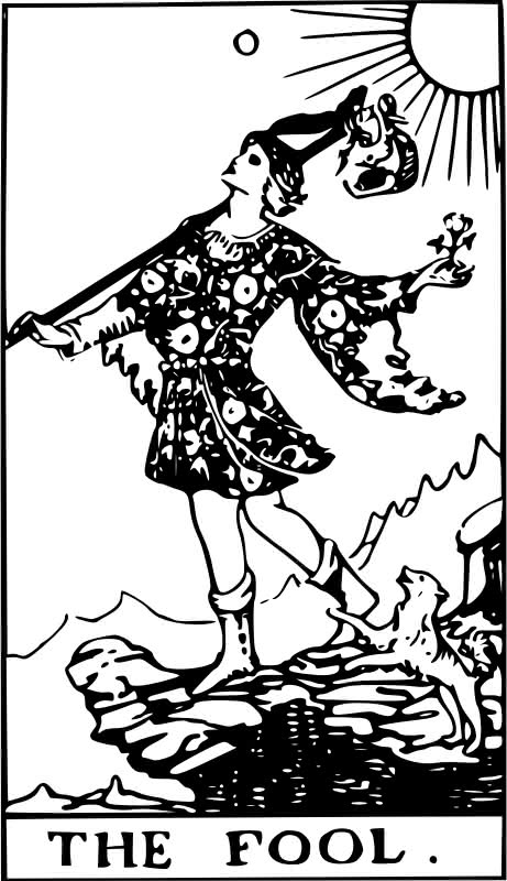 "The Fool" from the Rider-Waite tarot deck, original 1910 version.