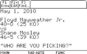 TI-89 graphing calculator for Mosley-Mayweather, accompanying article about Mosley on Mayweather.