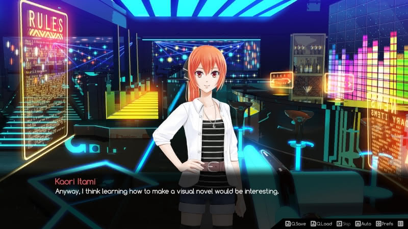Kaori Itami in Ace Academy stating that it would be interesting to make a visual novel.