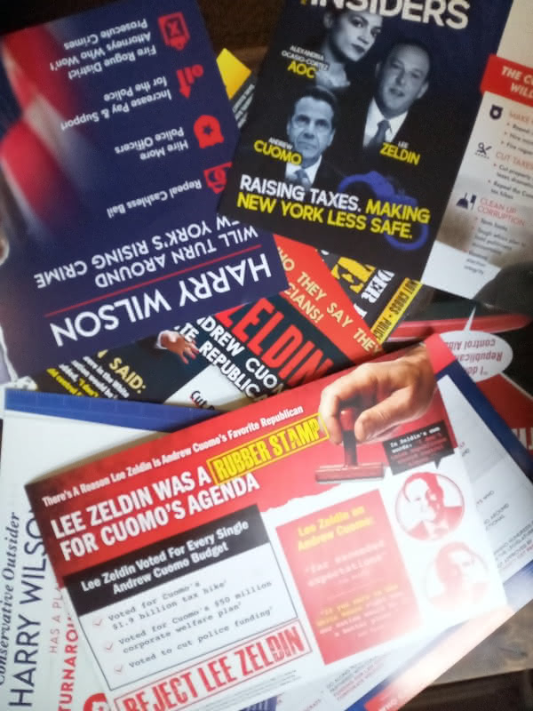 Nine campaign mailings from NY GOP Governor candidate Harry Wilson.