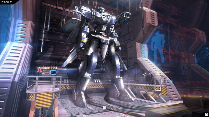 CGI image of Eagle, the protagonist's GEAR in the ACE Academy visual novel.