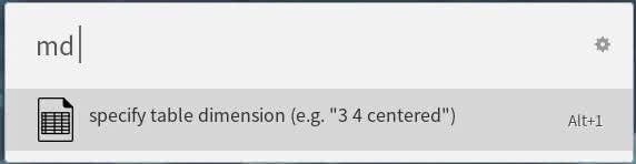 Using the Markdown table creator extension in Ulauncher.