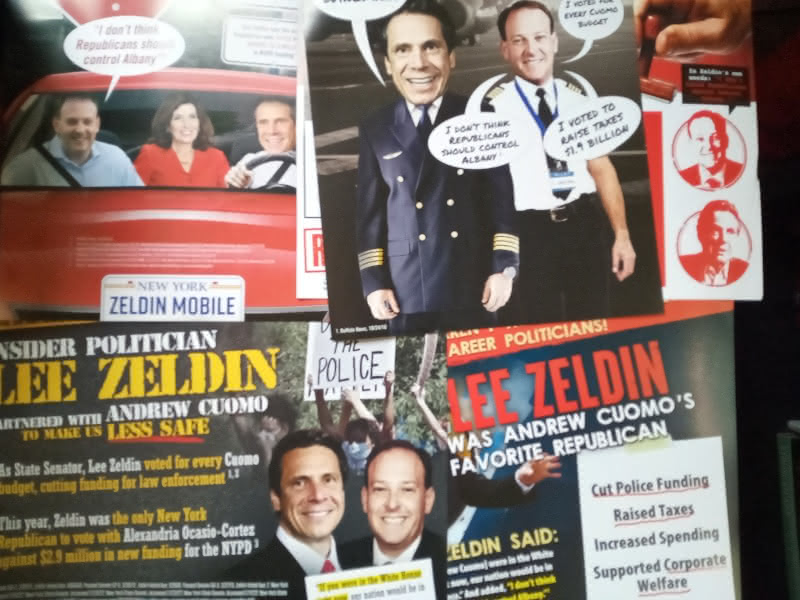Five negative campaign mailings from NY GOP Governor candidate Harry Wilson attacking Lee Zeldin..