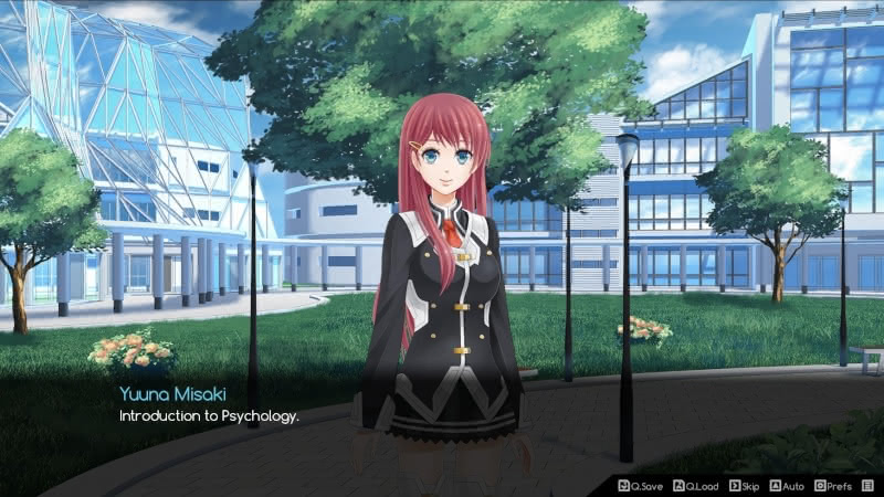 Yuuna telling the protagonist of ACE Academy that she is going to her psychology class.