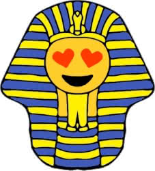 Public domain pharoah smiley with hearts as eyes created by Mohamed Hassan.