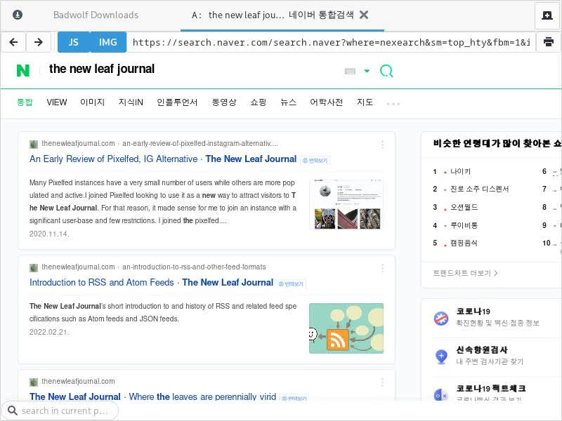 Naver search results for "the new leaf journal"