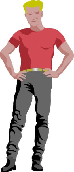 Openclipart image of an assertive man with his hands on his hips.