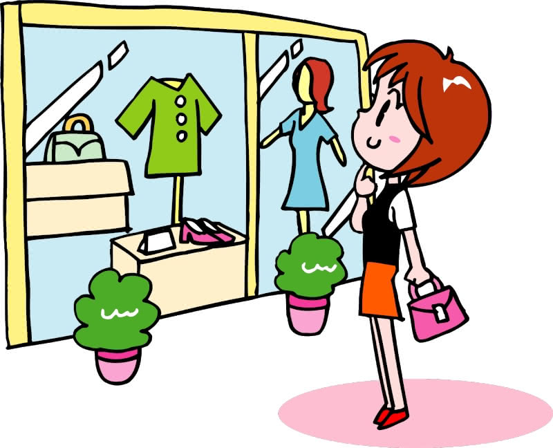 Public domain Openclipart image of a woman window shopping.