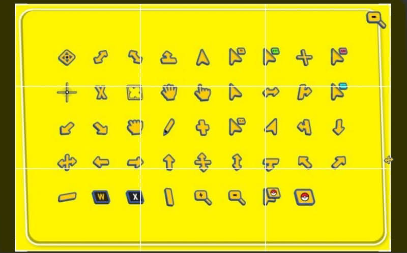 Pokémon themed cursor cropping preview image of Pokémon-themed cursors which includes live Pokémon-themed cursor.