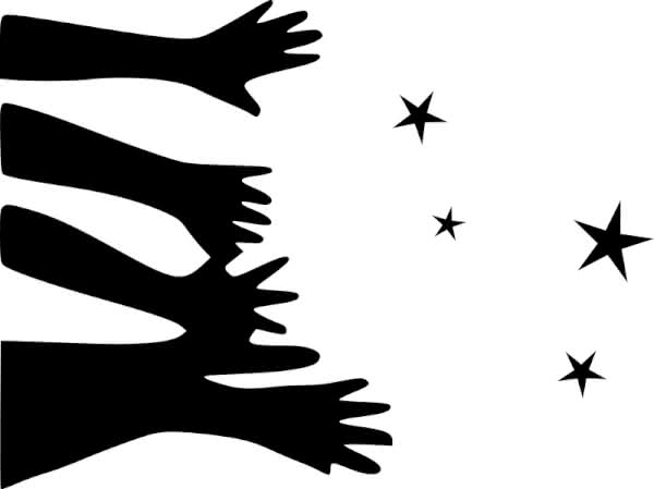 Openclipart image of hands reaching for the stars.