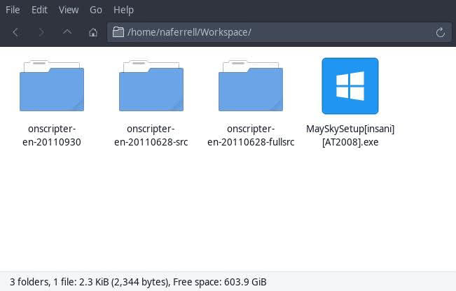 May Sky visual novel .exe in Thunar file manager.