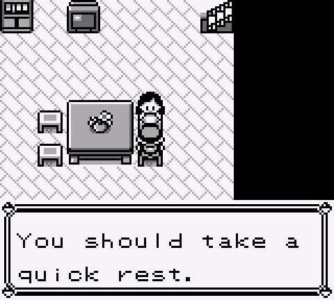 Mother offering to heal player's Pokémon in Pokémon Red.