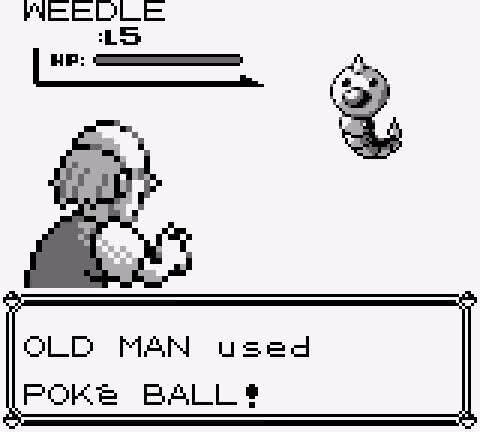 Old Man teaches player how to catch Pokémon in Pokémon Red.