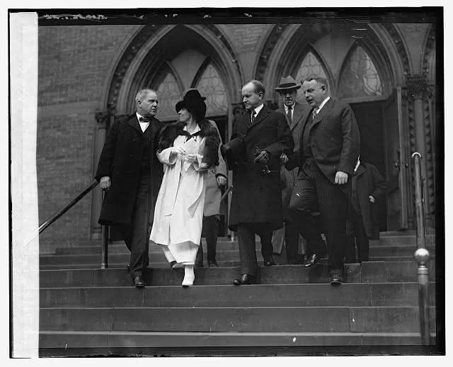 Pres. & Mrs. Coolidge leaving church, Thanksgiving, 11/27/24. , 1924. Photograph. https://www.loc.gov/item/2016838983/.