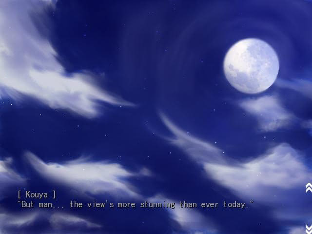 Kouya admiring the beautiful night sky in the Red Shift visual novel.