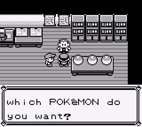 Professor Oak asks the player to choose one of three Pokémon in Pokémon Red.