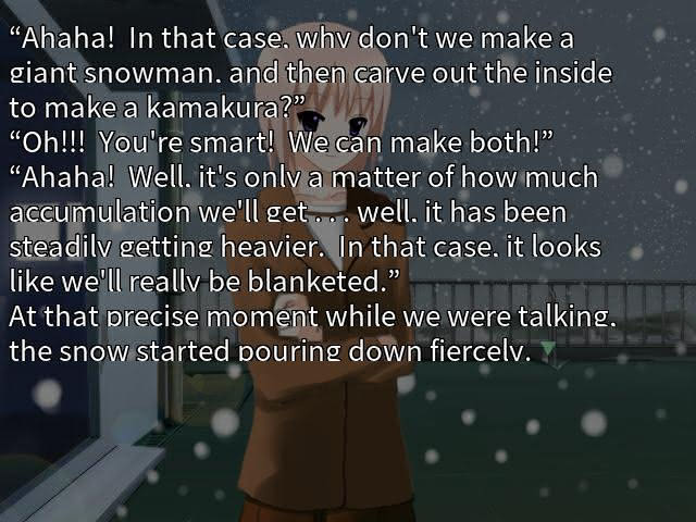 Itsuki and Momiji talk about playing in the snow in io [Christmas Eve].