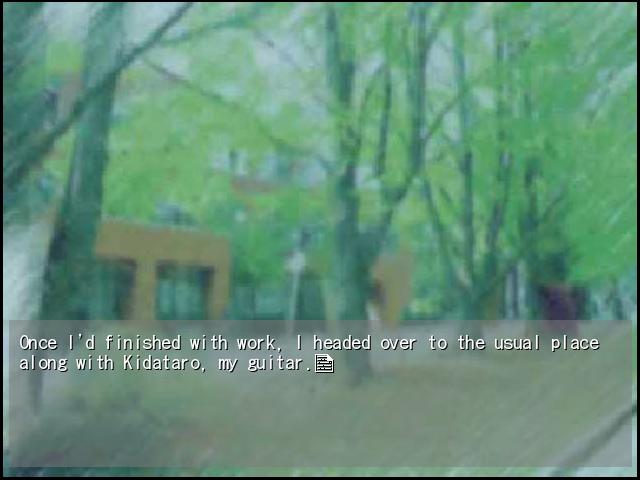 Ryuuji talks about his guitar, Kidataro, in Plain Song visual novel.