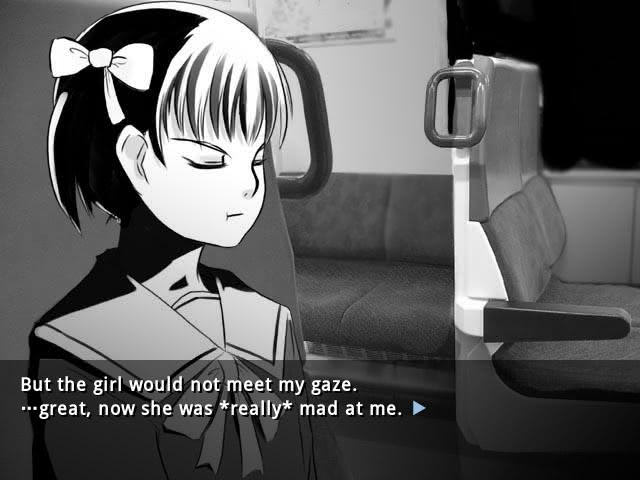 Annoyed schoolgirl in Soremata visual novel.