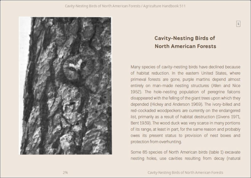 Book open in Foliate e-reader on Sepia mode with National Park Light font.