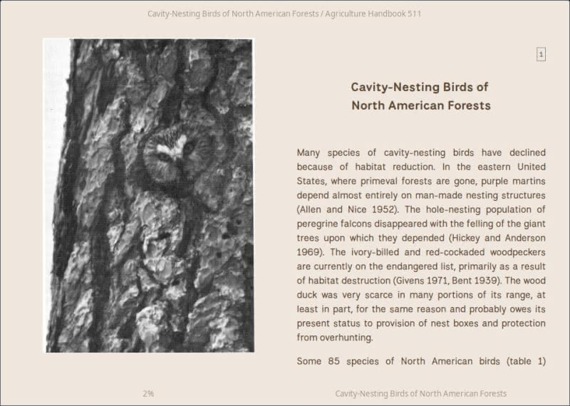 Book open in Foliate e-reader on Sepia mode with National Park Medium font.