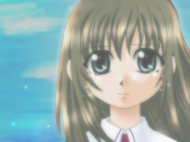 CG scene from Flood of Tears visual novel featuring the main heroine, Hina Kawase, crying.
