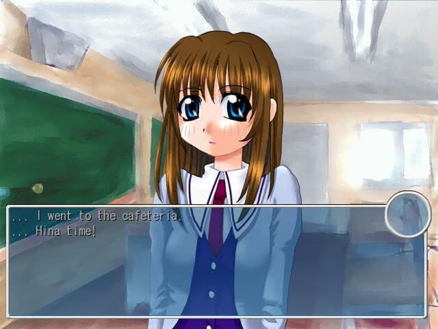 A choice in the Flood of Tears visual novel. The player, as Tarou Yamada, must choose whether to go to the cafeteria or exclaim "Hina time!" Hina Kawase is on screen and may not be amused by the latter.