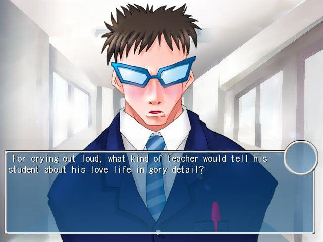 Tarou complains about his teacher wanting to talk about his love life in Flood of Tears visual novel.