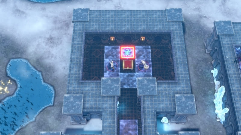 Tiki highlighting a seal in the center room of her castle in Fire Emblem Engage.