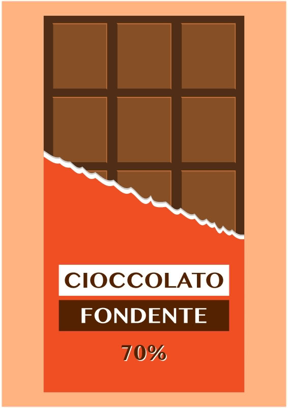 "Cioccolato" -- public domain Openclipart image of a dark chocolate tablet with the brand name Cioccolato Fondente.