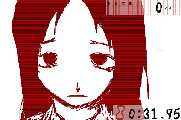 Close-up of Bakumi's face in the Crimsoness visual novel.