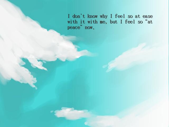 A scene with a blue sky and cloud backdrop in the hallucinate visual novel.