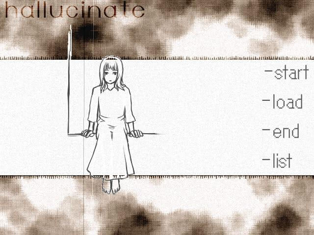 Opening menu for hallucinate visual novel, the first half of The world to reverse.