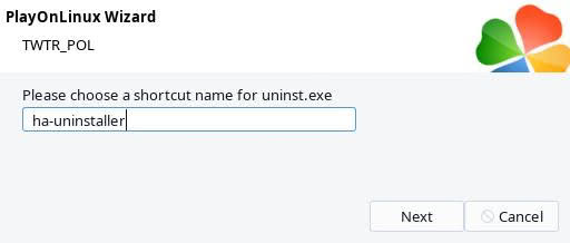 Renaming exe shortcut in PlayOnLinux to ha-uninstaller instead of default uninst.